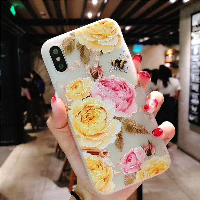 MOUSEMI Luxury 3D Silicone Case For iPhone 6 7 6S 8 Plus 5S SE X XS MAX XR Shockproof Flower Phone Case For iPhone 6 7 Case Girl